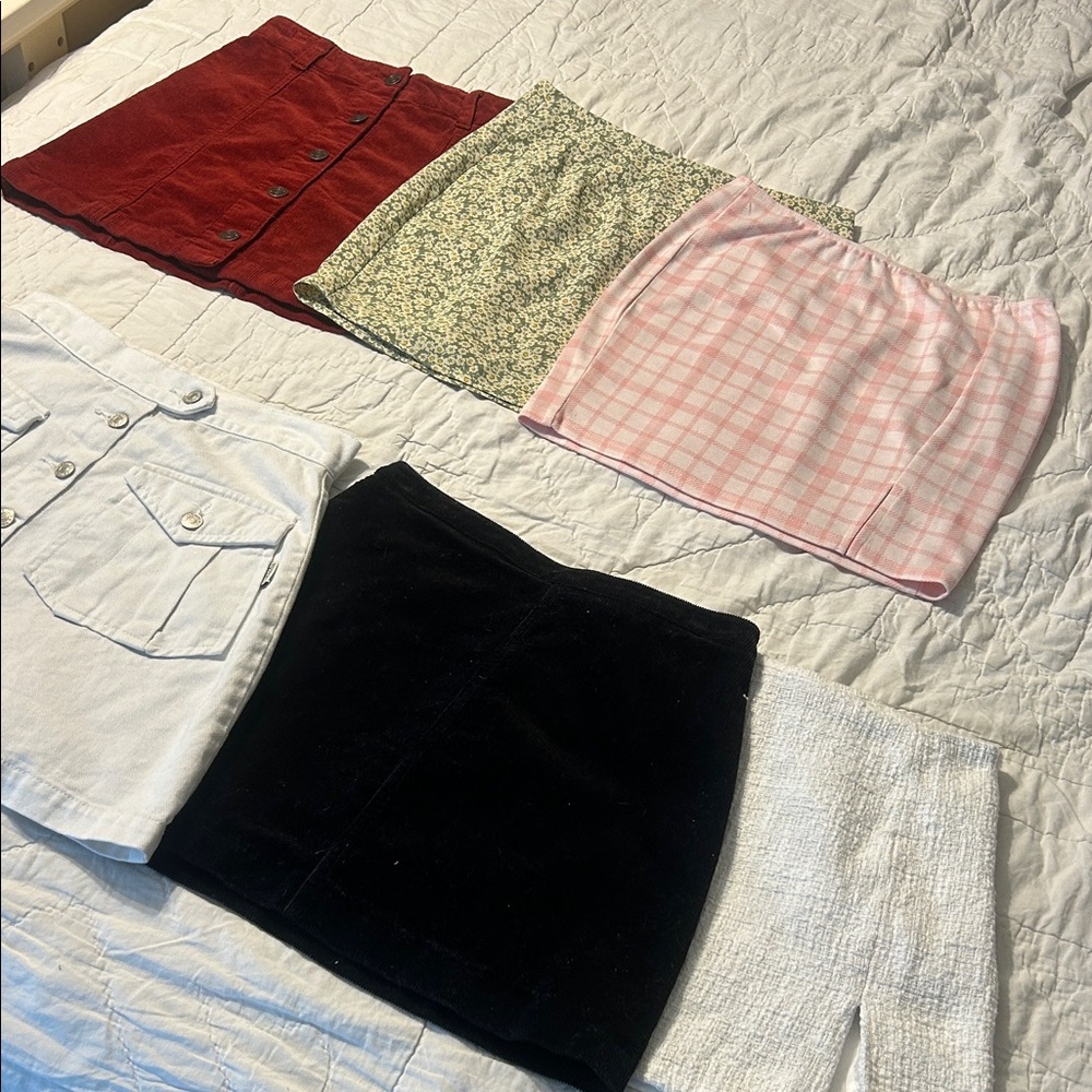Re/Done Mini Skirt Collection - Red, Green, Pink, White, Black